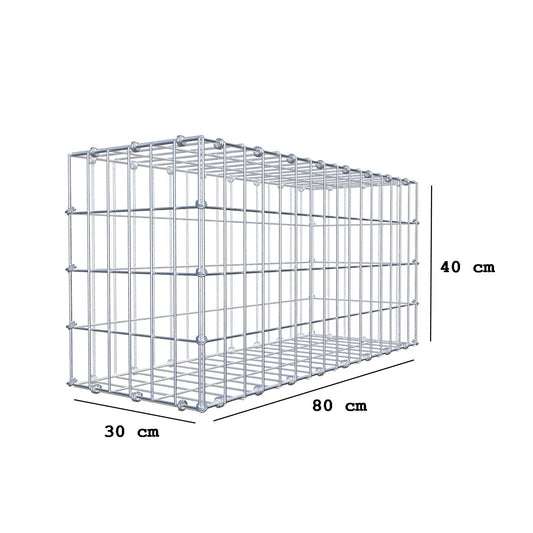 Gabbione 80 cm x 40 cm x 30 cm (L x H x P), maglia 5 x 10 cm, anello a spirale