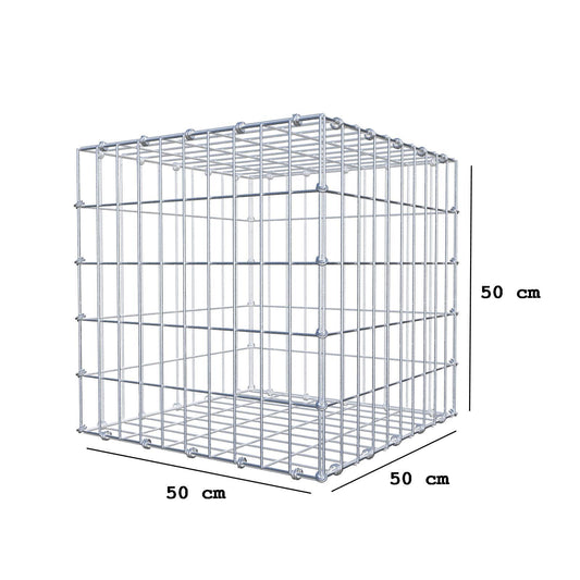 Gabion 50 cm x 50 cm x 50 cm (L x H x D), maskestørrelse 5 x 10 cm, spiralring