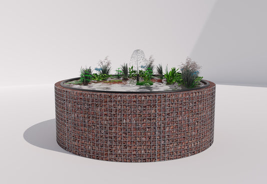 Gabion raised pond round, outer diameter 232 cm, height 80 cm, mesh size 5 x 5 cm, wall thickness 15 cm