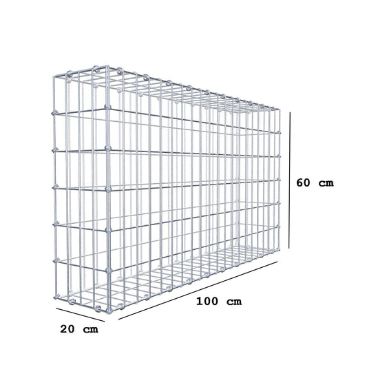 Gabião 100 cm x 60 cm x 20 cm (C x A x P), malhagem 5 x 10 cm, anel espiral