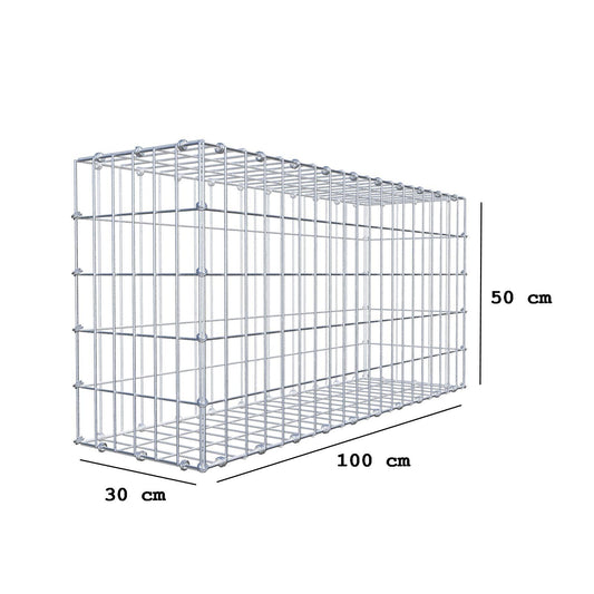 Gabião 100 cm x 50 cm x 30 cm (C x A x P), malhagem 5 x 10 cm, anel espiral