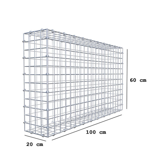 Gabião 100 cm x 60 cm x 20 cm (C x A x P), malhagem 5 x 5 cm, anel espiral