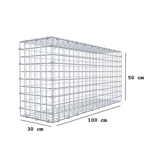 Gabião 100 cm x 50 cm x 30 cm (C x A x P), malhagem 5 x 5 cm, anel espiral
