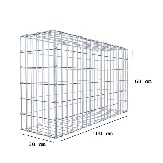 Gabião 100 cm x 60 cm x 30 cm (C x A x P), malhagem 5 x 10 cm, anel espiral