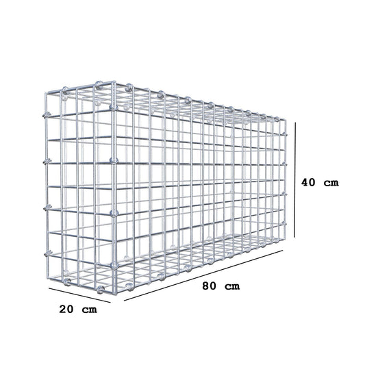 Gabbione 80 cm x 40 cm x 20 cm (L x H x P), maglia 5 x 5 cm, anello a spirale