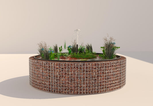 Gabion raised pond, round, outer diameter 202 cm, height 50 cm, mesh size 5 x 5 cm, wall thickness 15 cm