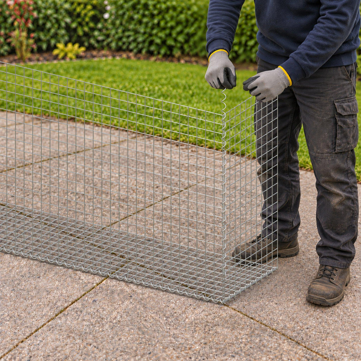 Gabion 200 cm x 100 cm x 50 cm (L x H x D), mesh size 5 cm x 5 cm, spiral