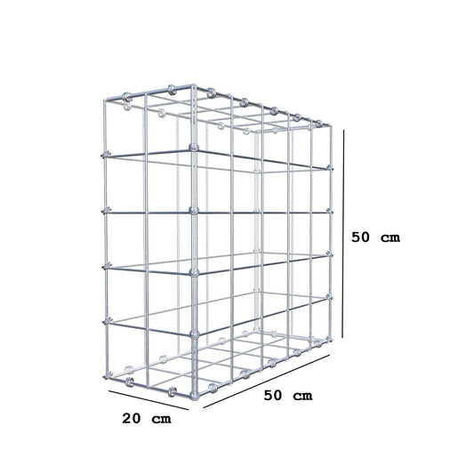 Gabion 50 cm x 50 cm x 20 cm (L x H x D), maskestørrelse 10 x 10 cm, spiralring