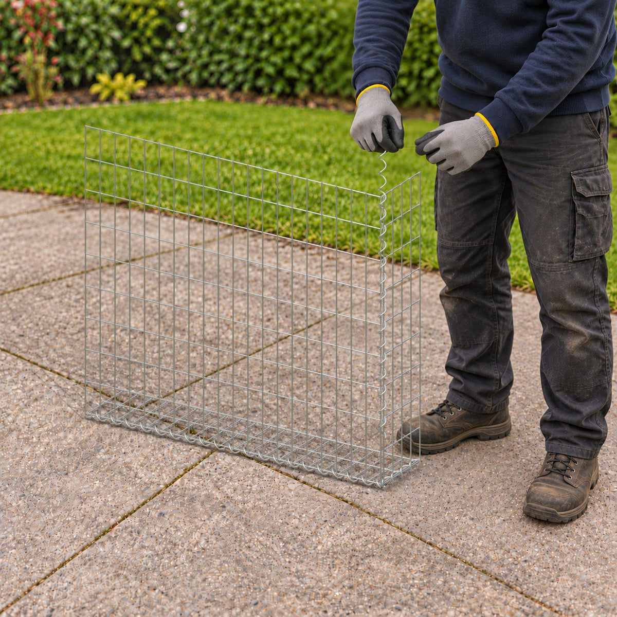 Gabion 100 cm x 90 cm x 20 cm (L x H x D), maskestørrelse 5 cm x 10 cm, spiral
