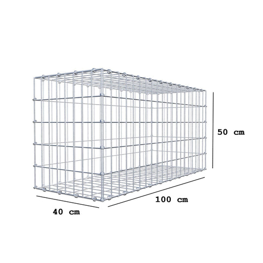 Gabião 100 cm x 50 cm x 40 cm (C x A x P), malhagem 5 x 10 cm, anel espiral