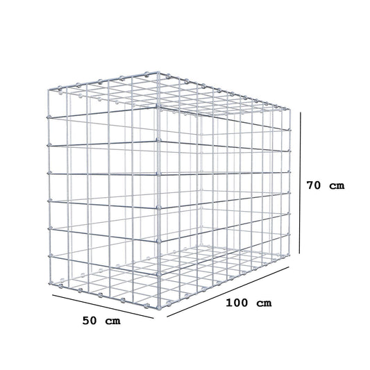 Gabion 100 cm x 70 cm x 50 cm (L x H x D), mesh size 10 x 10 cm, spiral ring