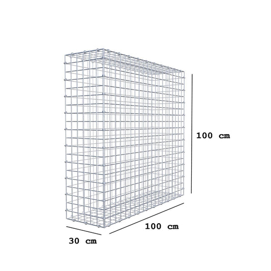 Gabião 100 cm x 100 cm x 30 cm (C x A x P), malhagem 5 x 5 cm, anel espiral