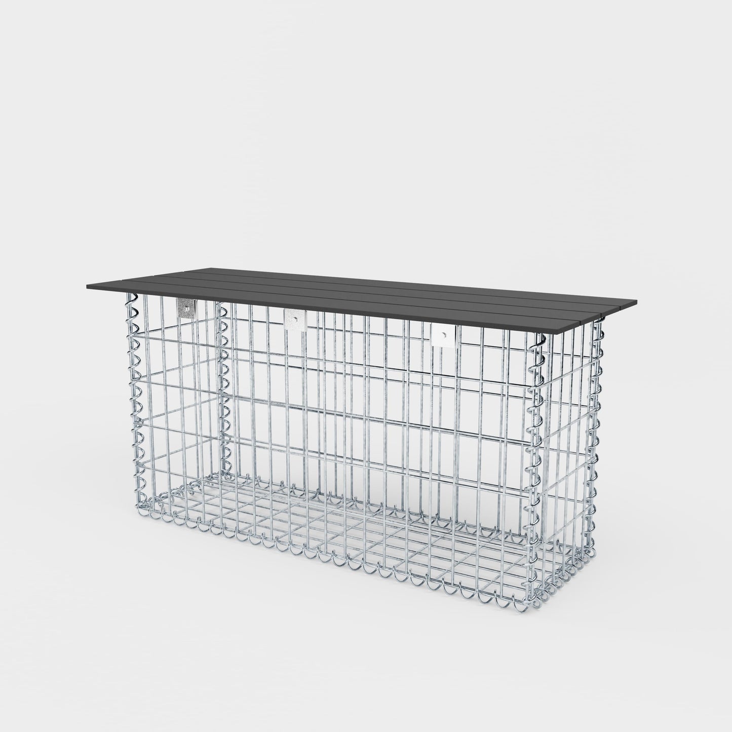Banco de jardín de gaviones en espiral 105 x 50 x 30 cm - MW 5 x 10 cm, con encimera reciclada en antracita