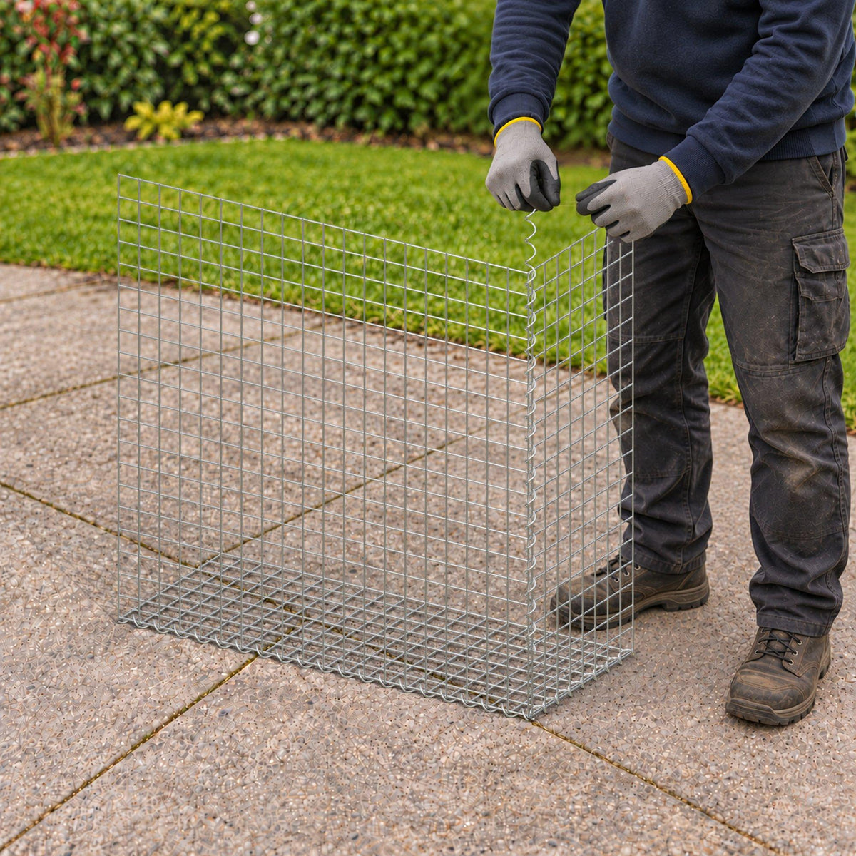 Gabion 100 cm x 100 cm x 40 cm (L x H x D), maskestørrelse 5 cm x 5 cm, spiral