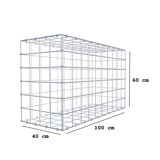 Gabião 100 cm x 60 cm x 40 cm (C x A x P), malhagem 10 x 10 cm, anel espiral