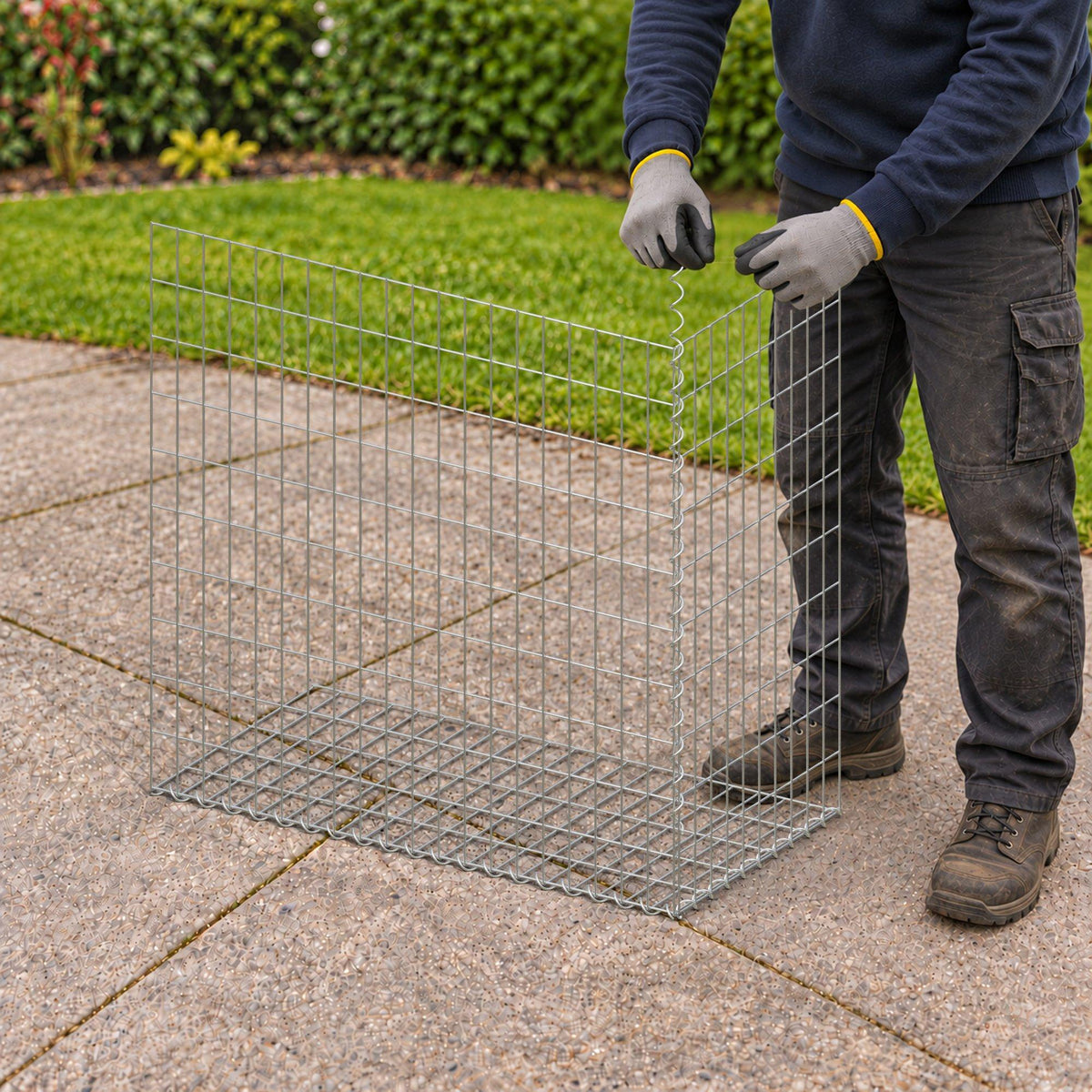 Gabion 100 cm x 100 cm x 50 cm (L x H x D), mesh size 5 cm x 10 cm, spiral