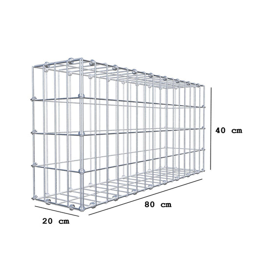 Gabbione 80 cm x 40 cm x 20 cm (L x H x P), maglia 5 x 10 cm, anello a spirale