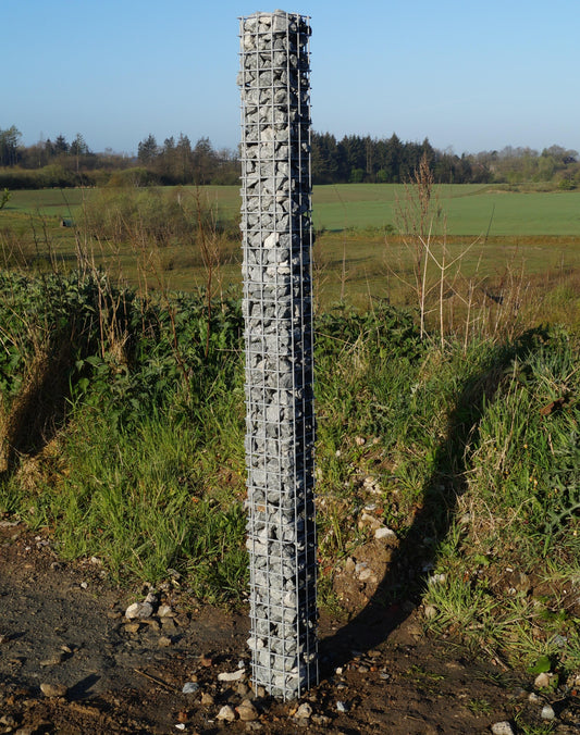 Rektangulär varmförzinkad gabionpelare, 17 cm x 17 cm, 200 cm hög, MW 5 cm x 5 cm