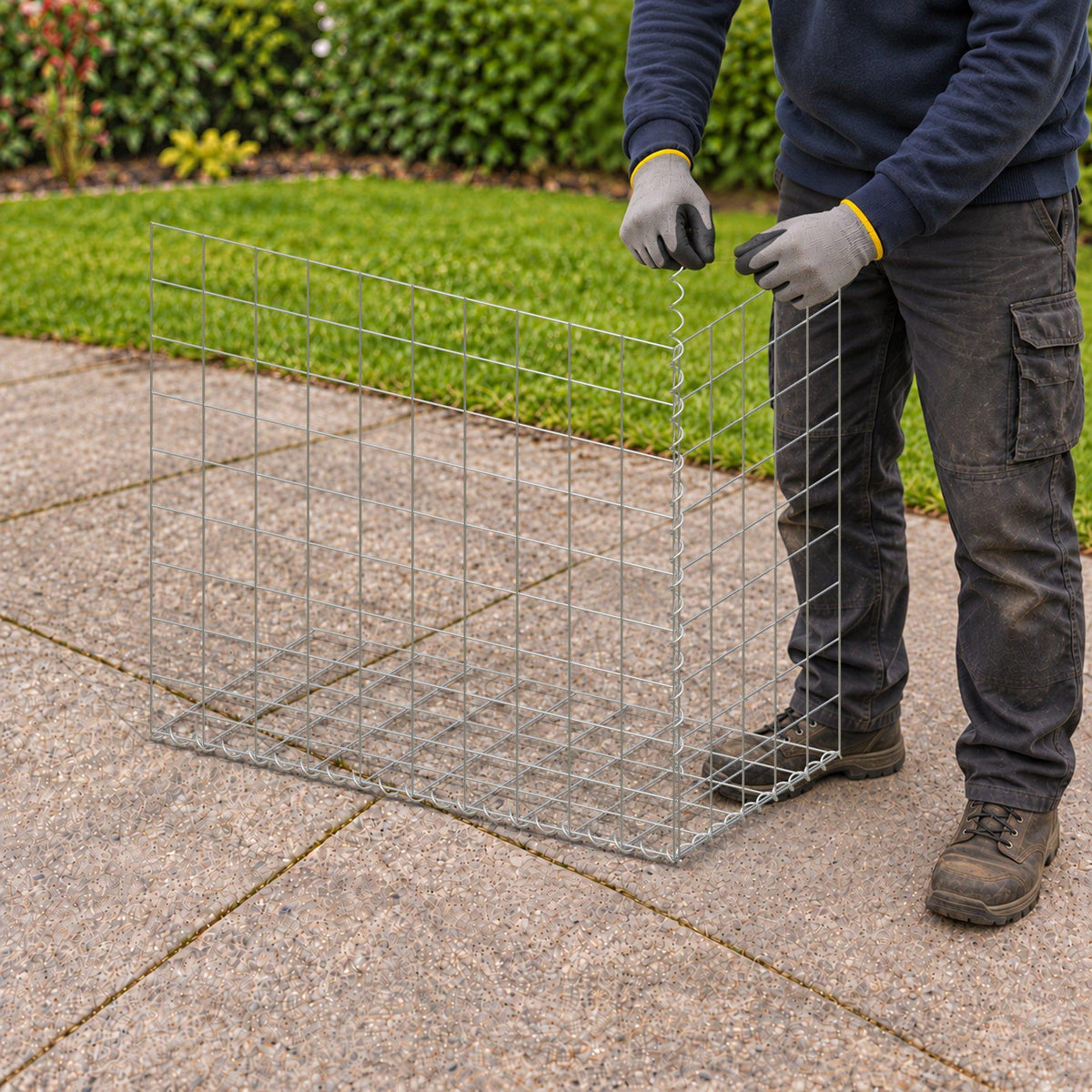 Gabion 100 cm x 90 cm x 50 cm (L x H x D), maskstorlek 10 cm x 10 cm, spiral