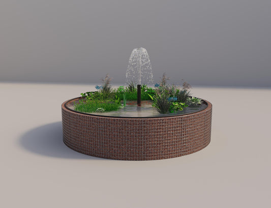 Gabionen Hochteich rund, Außendurchmesser 352 cm, Höhe 80 cm, Maschenweite 5 x 5 cm, Wandstärke 15 cm