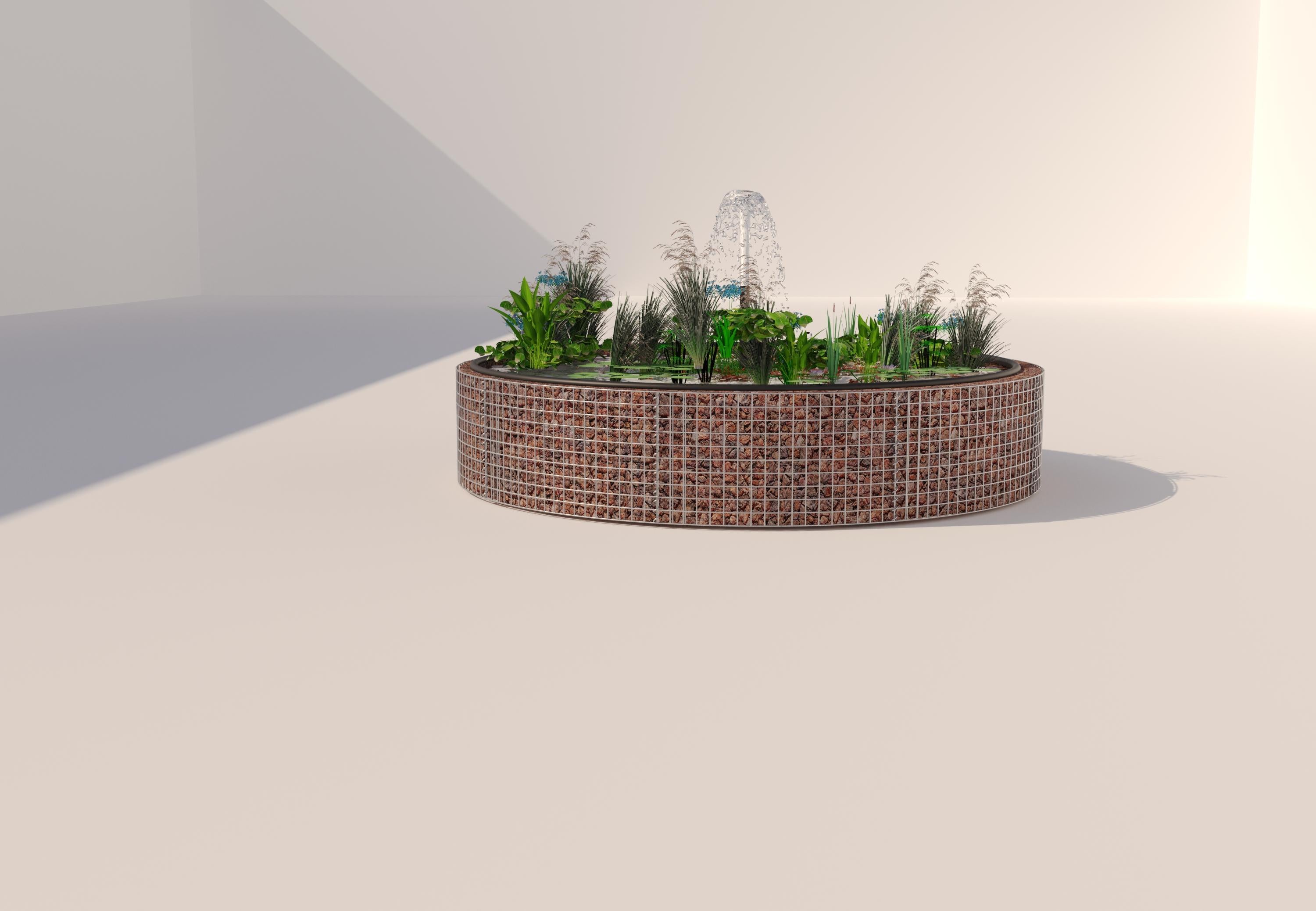 Gabion raised pond, round, outer diameter 232 cm, height 50 cm, mesh size 5 x 5 cm, wall thickness 15 cm