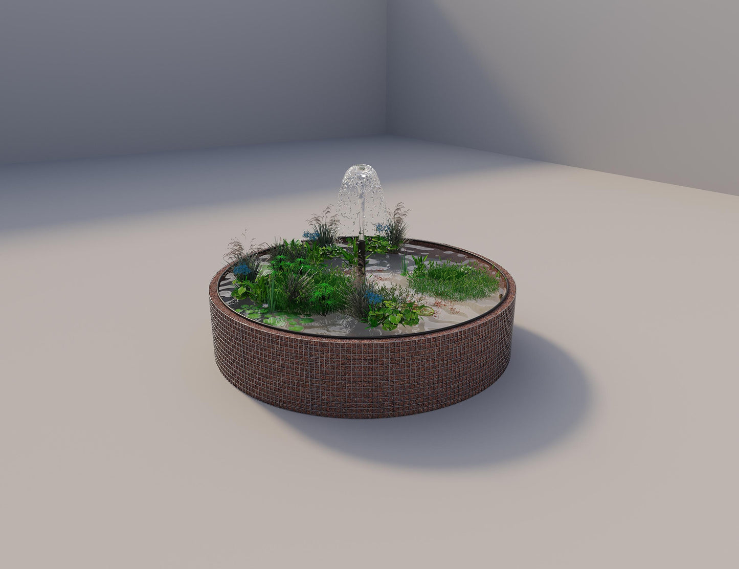 Gabião para lago elevado redondo, diâmetro exterior 352 cm, altura 80 cm, dimensão da malha 5 x 5 cm, espessura da parede 15 cm