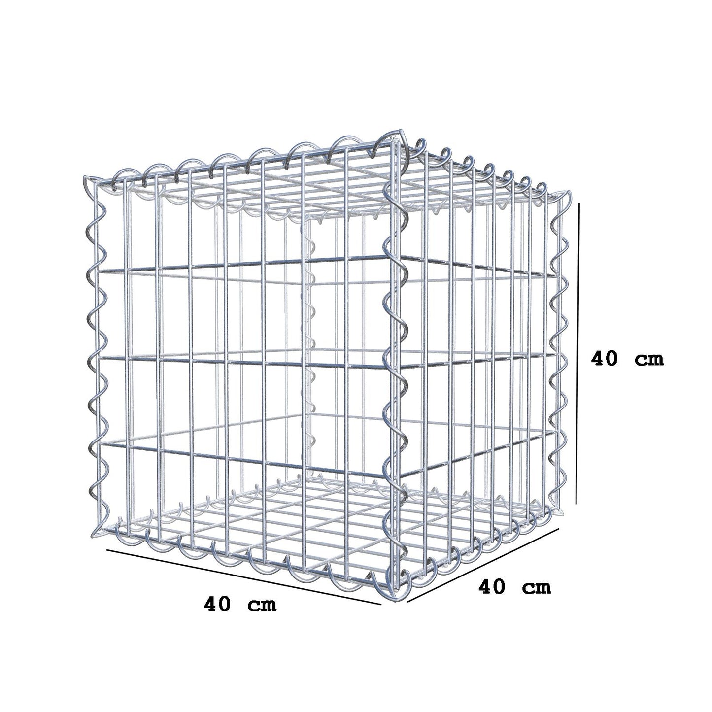 Gabion 40 cm x 40 cm x 40 cm (L x H x D), maskestørrelse 5 cm x 10 cm, spiral