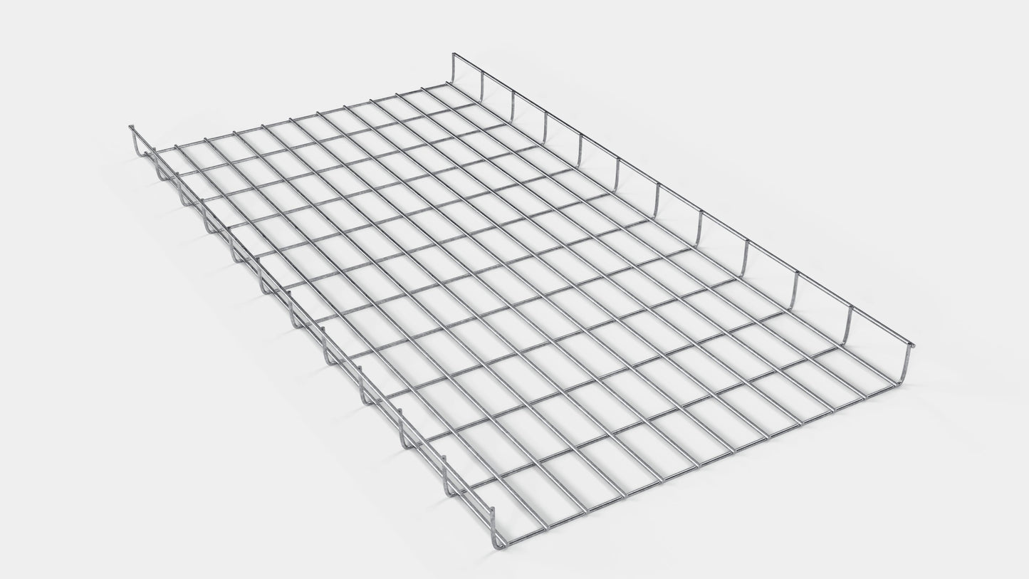 Altura do duto de cabos 110 cm, profundidade 5 cm, tamanho da malha 5 x 10 cm
