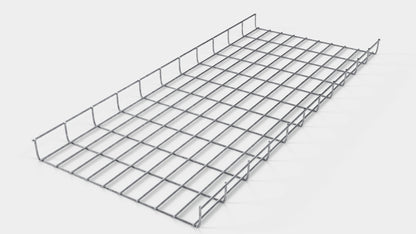 Altura do duto de cabos 110 cm, profundidade 5 cm, tamanho da malha 5 x 10 cm