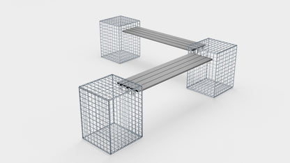 Panchina da giardino 3 gabbioni a spirale - 205 x 60 x 40 cm (L x H x P) MW 5 x 5 cm, con piano riciclato in antracite