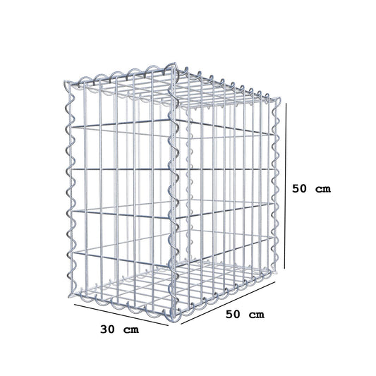 Gabion 50 cm x 50 cm x 30 cm (L x H x D), maskstorlek 5 cm x 10 cm, spiral