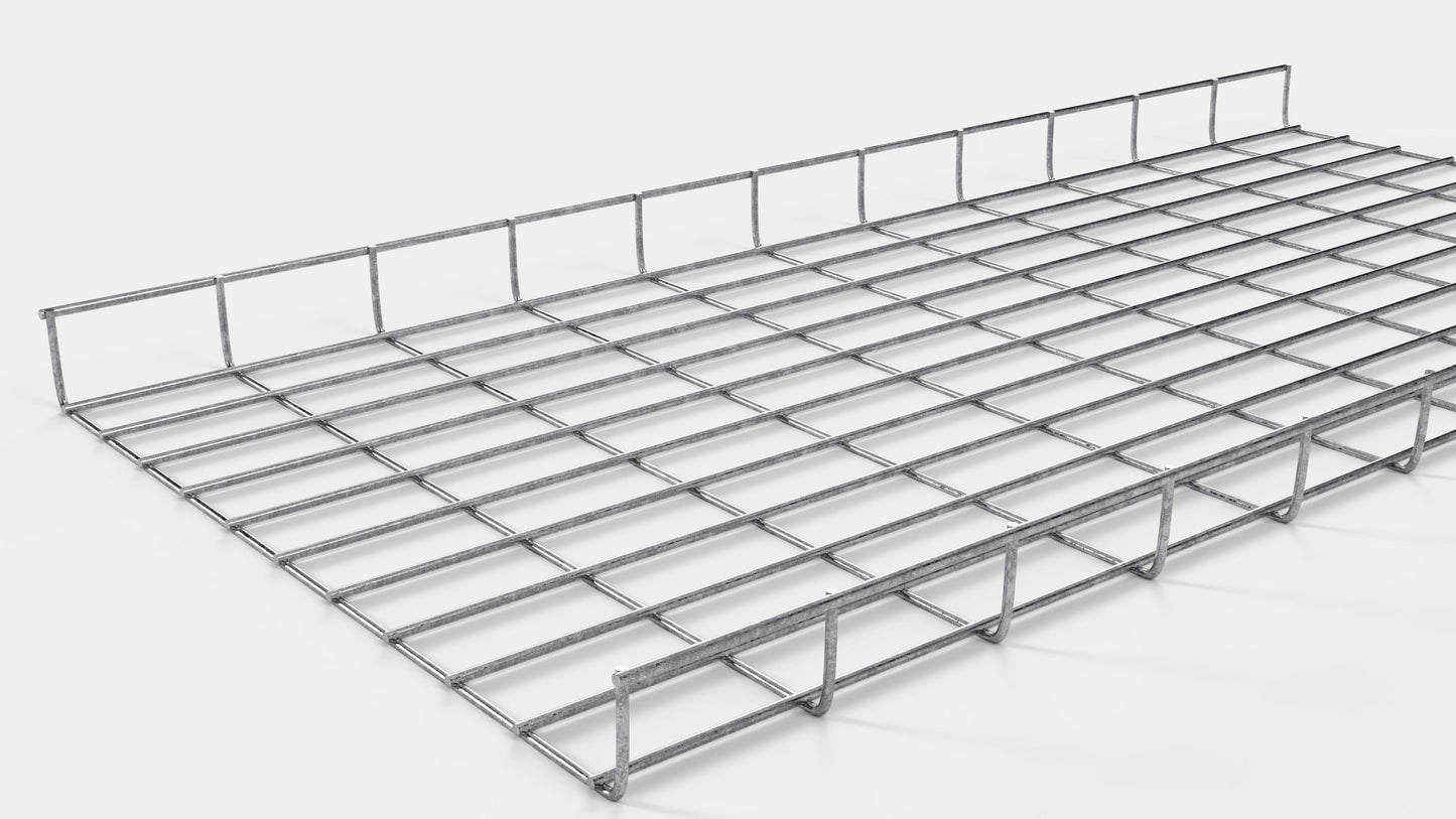 Altura do duto de cabos 110 cm, profundidade 5 cm, tamanho da malha 5 x 10 cm