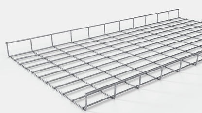 Altura do duto de cabos 110 cm, profundidade 5 cm, tamanho da malha 5 x 10 cm