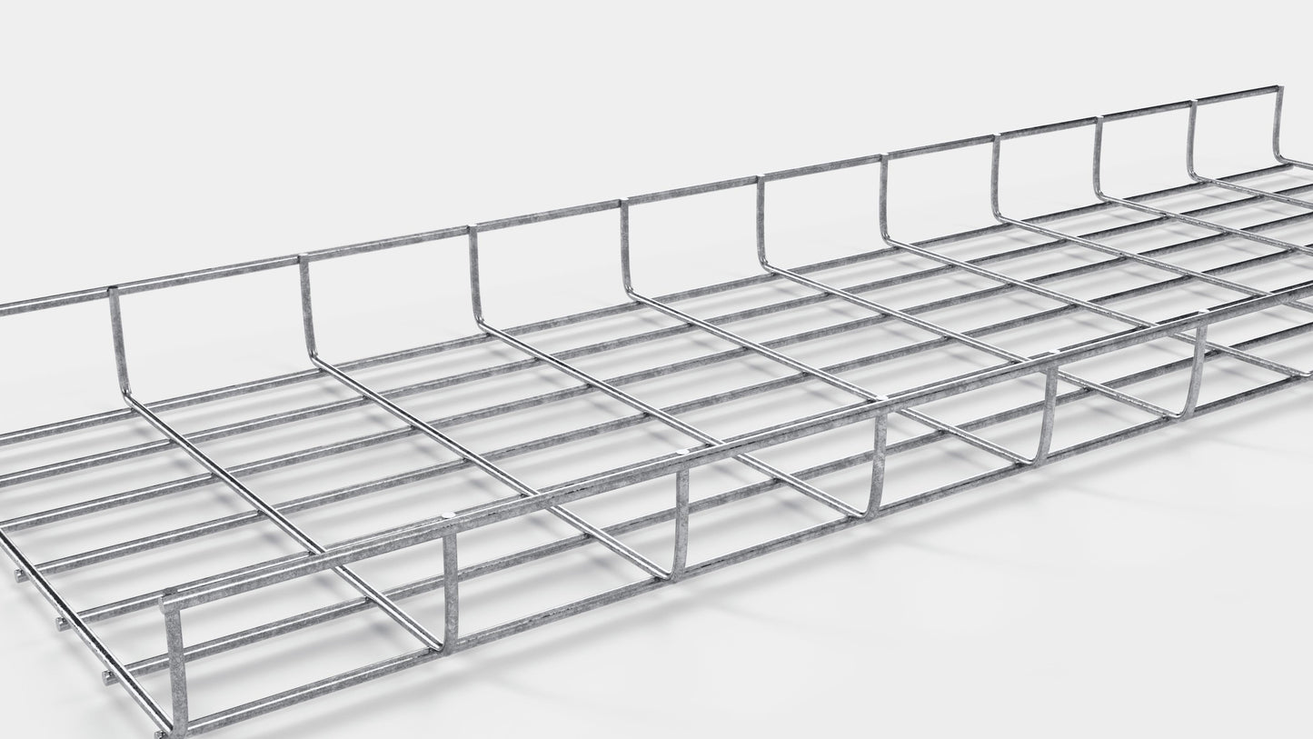 Comprimento do duto de cabos 29 cm, profundidade 5 cm, tamanho da malha 5 x 10 cm