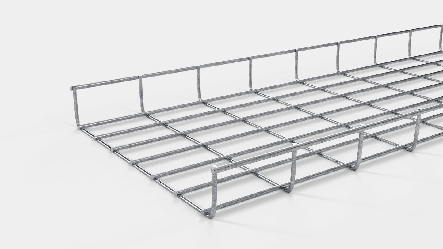 Altura do duto de cabos 110 cm, profundidade 5 cm, tamanho da malha 5 x 10 cm