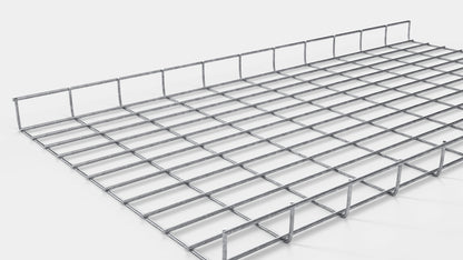 Altura do duto de cabos 110 cm, profundidade 5 cm, tamanho da malha 5 x 10 cm