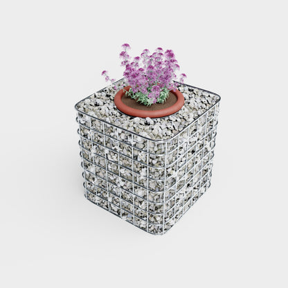 Altura da coluna de flores 42 cm área da base 42 x 42 cm malha 5 x 5 cm, galvanizado a quente incluindo vaso redondo - marrom