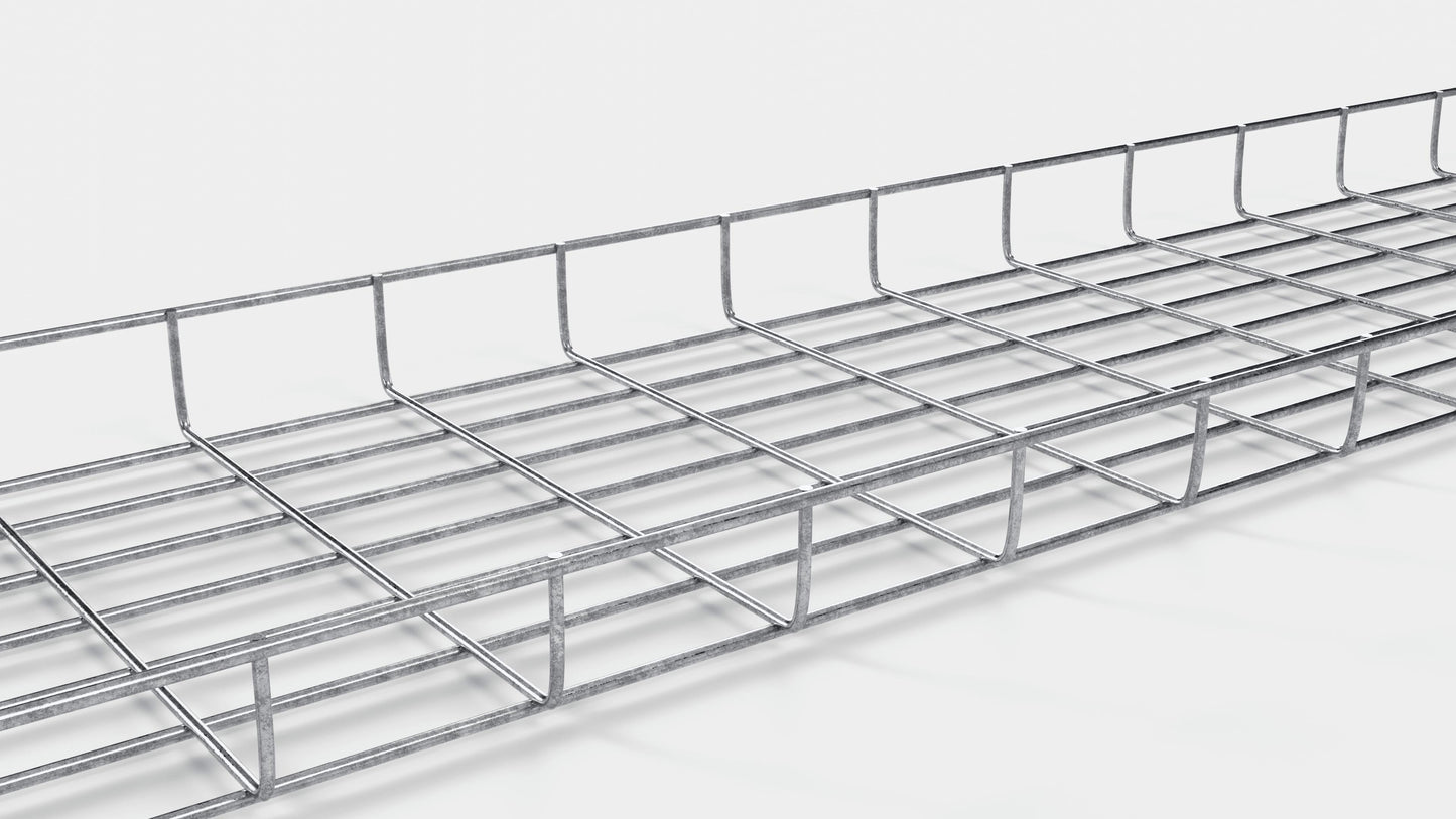 Comprimento do duto de cabos 29 cm, profundidade 5 cm, tamanho da malha 5 x 10 cm