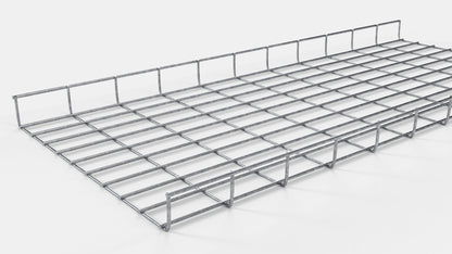 Altura do duto de cabos 110 cm, profundidade 5 cm, tamanho da malha 5 x 10 cm