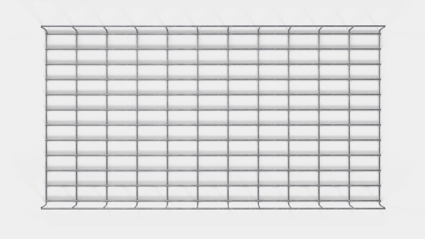 Altura do duto de cabos 110 cm, profundidade 5 cm, tamanho da malha 5 x 10 cm