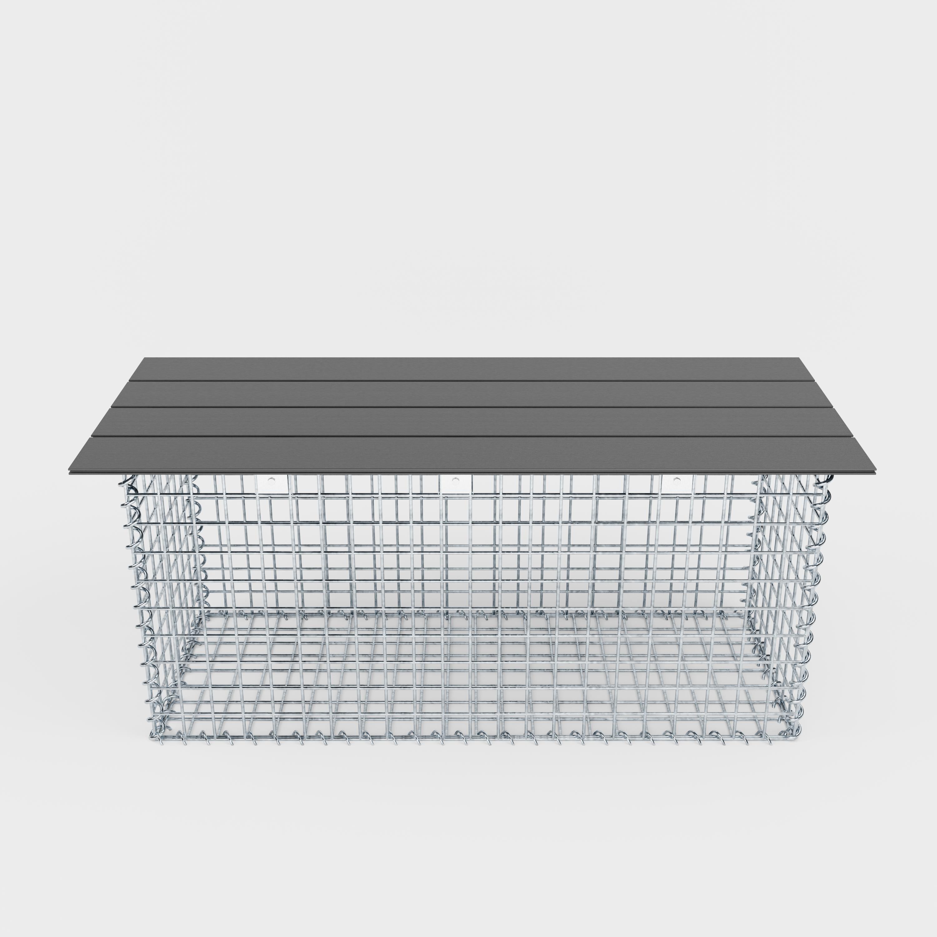 Trädgårdsbänk av gabionspiral 105 x 50 x 50 cm - MW 5 x 5 cm, med återvunnen topp i antracit