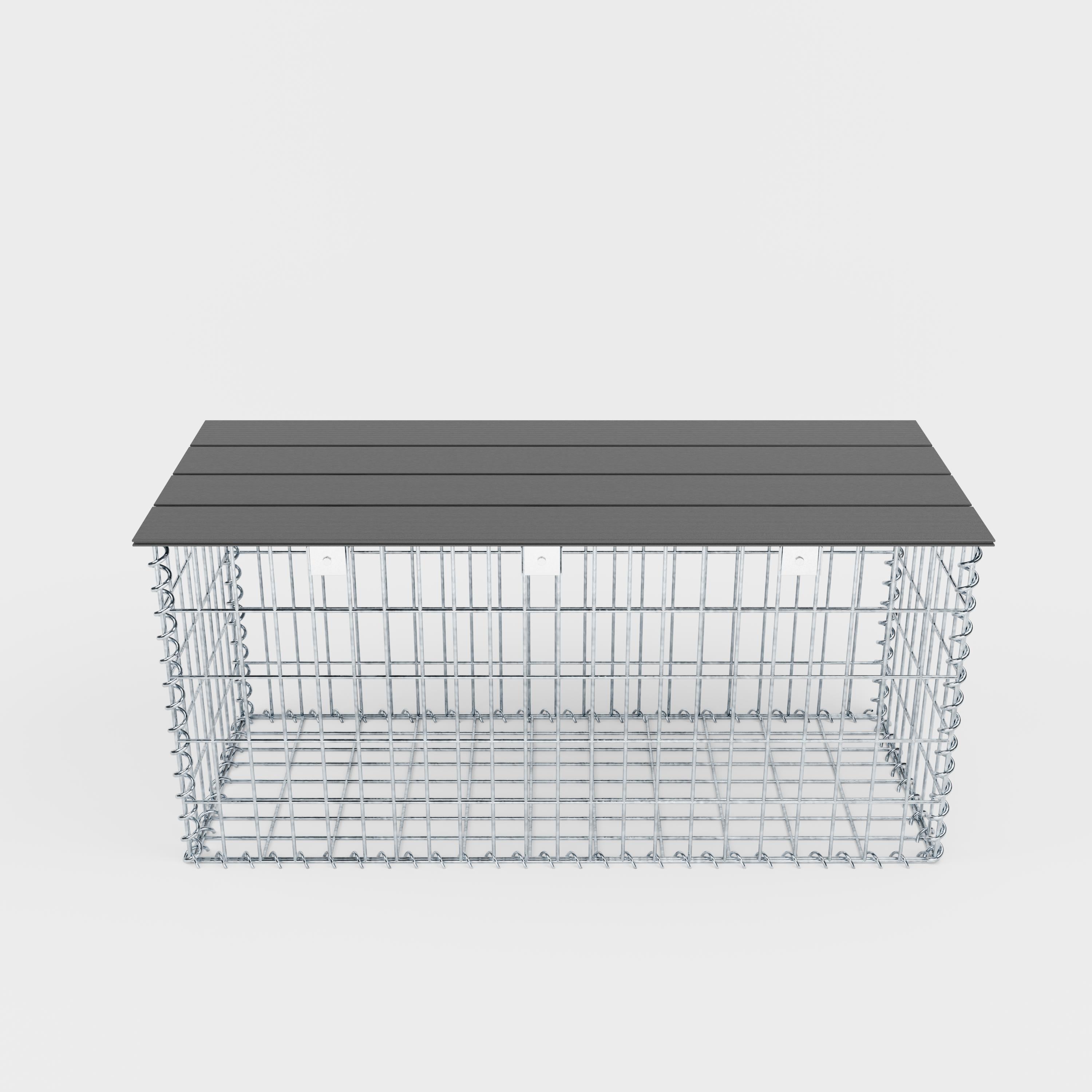 Trädgårdsbänk av gabionspiral 105 x 50 x 50 cm - MW 5 x 10 cm, med återvunnen topp i antracit