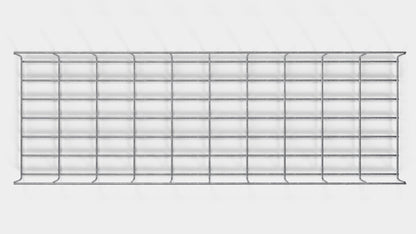 Comprimento do duto de cabos 29 cm, profundidade 5 cm, tamanho da malha 5 x 10 cm