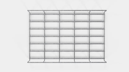 Comprimento do duto de cabos 29 cm, profundidade 5 cm, tamanho da malha 5 x 10 cm