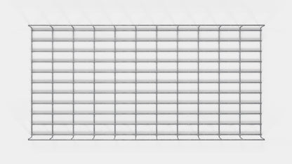 Altura do duto de cabos 110 cm, profundidade 5 cm, tamanho da malha 5 x 10 cm