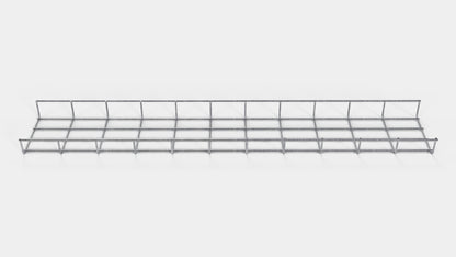 Altura do duto de cabos 110 cm, profundidade 5 cm, tamanho da malha 5 x 10 cm