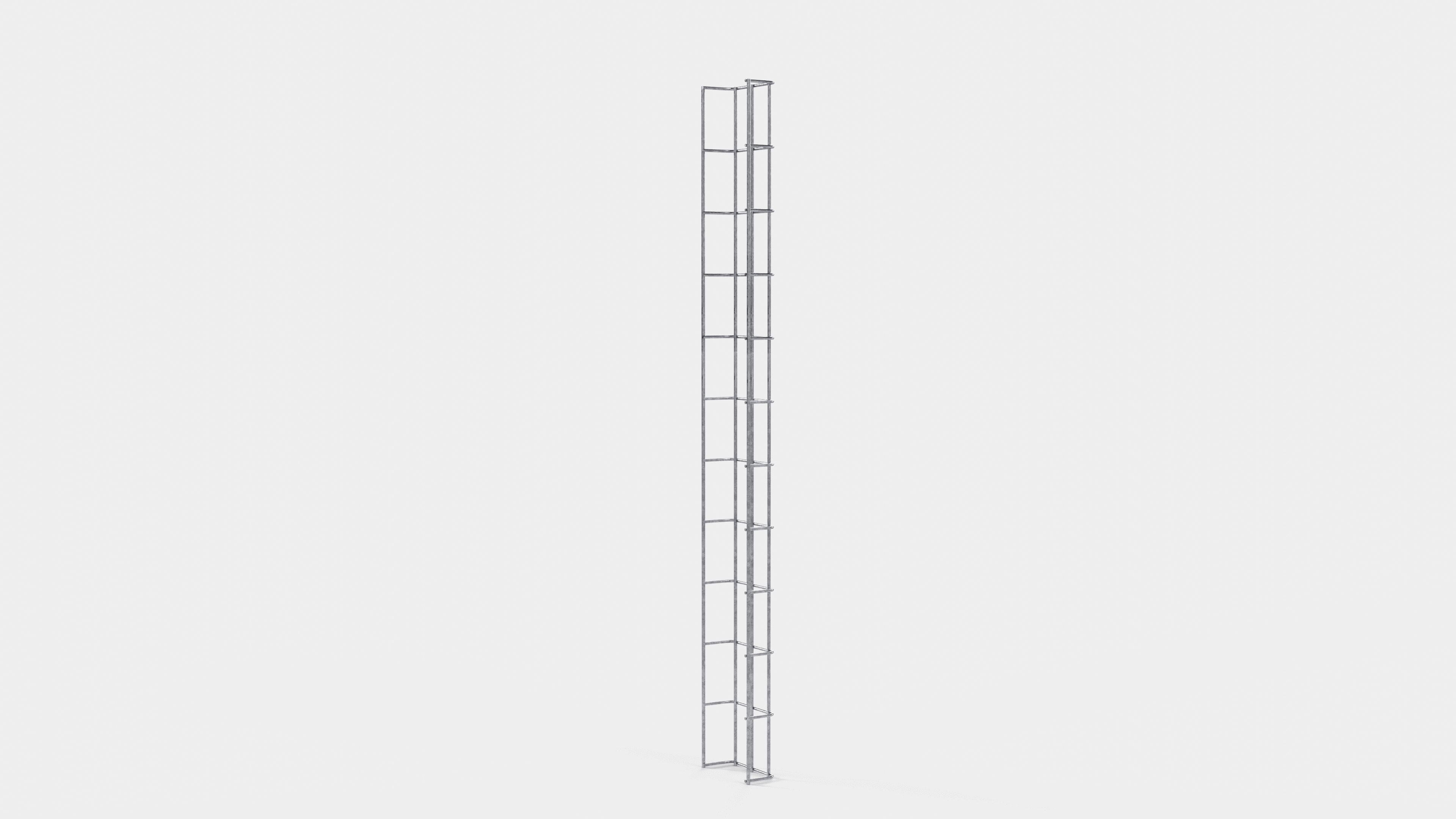 Altura do duto de cabos 110 cm, profundidade 5 cm, tamanho da malha 5 x 10 cm