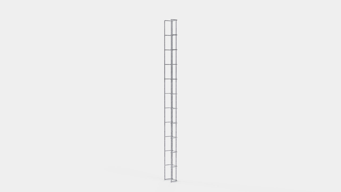 Altura do duto de cabos 110 cm, profundidade 5 cm, tamanho da malha 5 x 10 cm