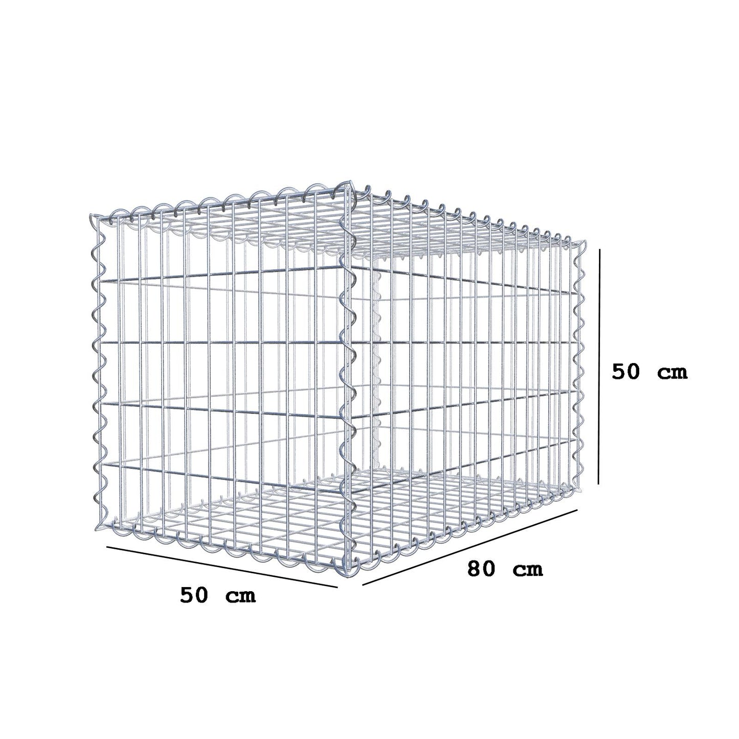Gabion 80 cm x 50 cm x 50 cm (L x H x P), mailles 5 cm x 10 cm, spirale