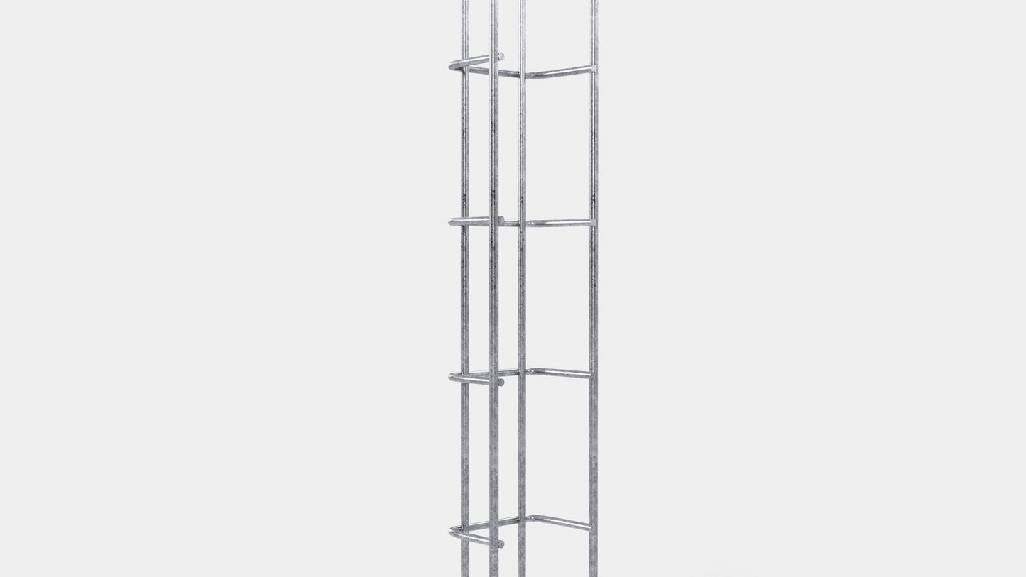 Altura do duto de cabos 110 cm, profundidade 5 cm, tamanho da malha 5 x 10 cm